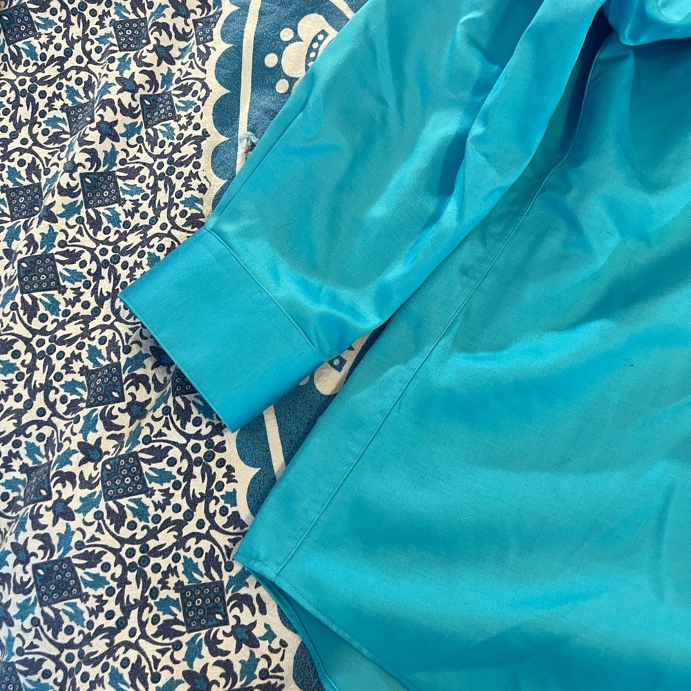 MURANO ADULT MENS SHIRT BUTTON DOWN SIZE NECK 17.5 34 TURQUOISE AQUA BLUE 222 - Picture 3 of 11